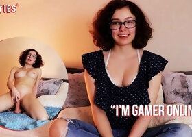 Online Gamer Leana Lovings Rides Her Dildo