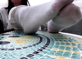 Maitresse Madelines solo foot fetish POV