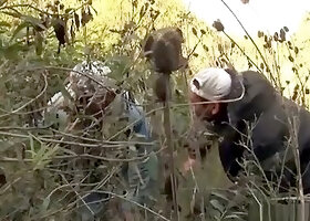Sleazy Blonde Shemale Picked Up And Fucked In The Woods