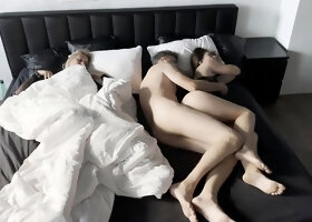 Found wifes friend in bed with us in the morning and fucked her and then wife, afterparty, FMF