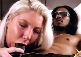 Blowjob blonde sucks big cock