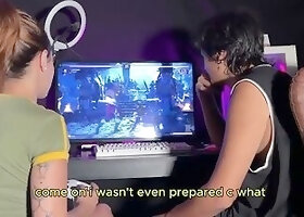 A challenge between friends ends in unprotected sex (Subtitled in English)