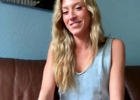 Real blonde amateur giving a POV blowjob