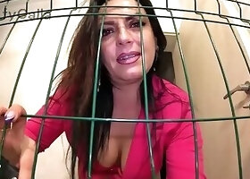 Dominant MILF Cage POV. Spitting, Belt Punishment, Humiliation and Dirty Talk